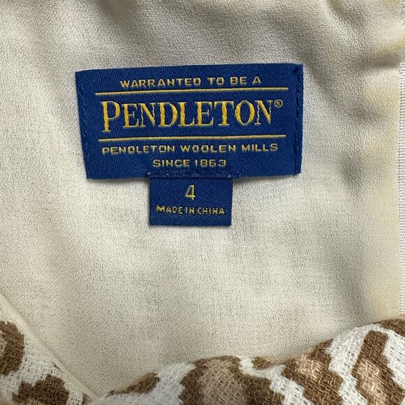 Pendleton Linen Blend Wild Card Dress in Oxford Tan Animal Print Size 4 - Picture 4 of 9
